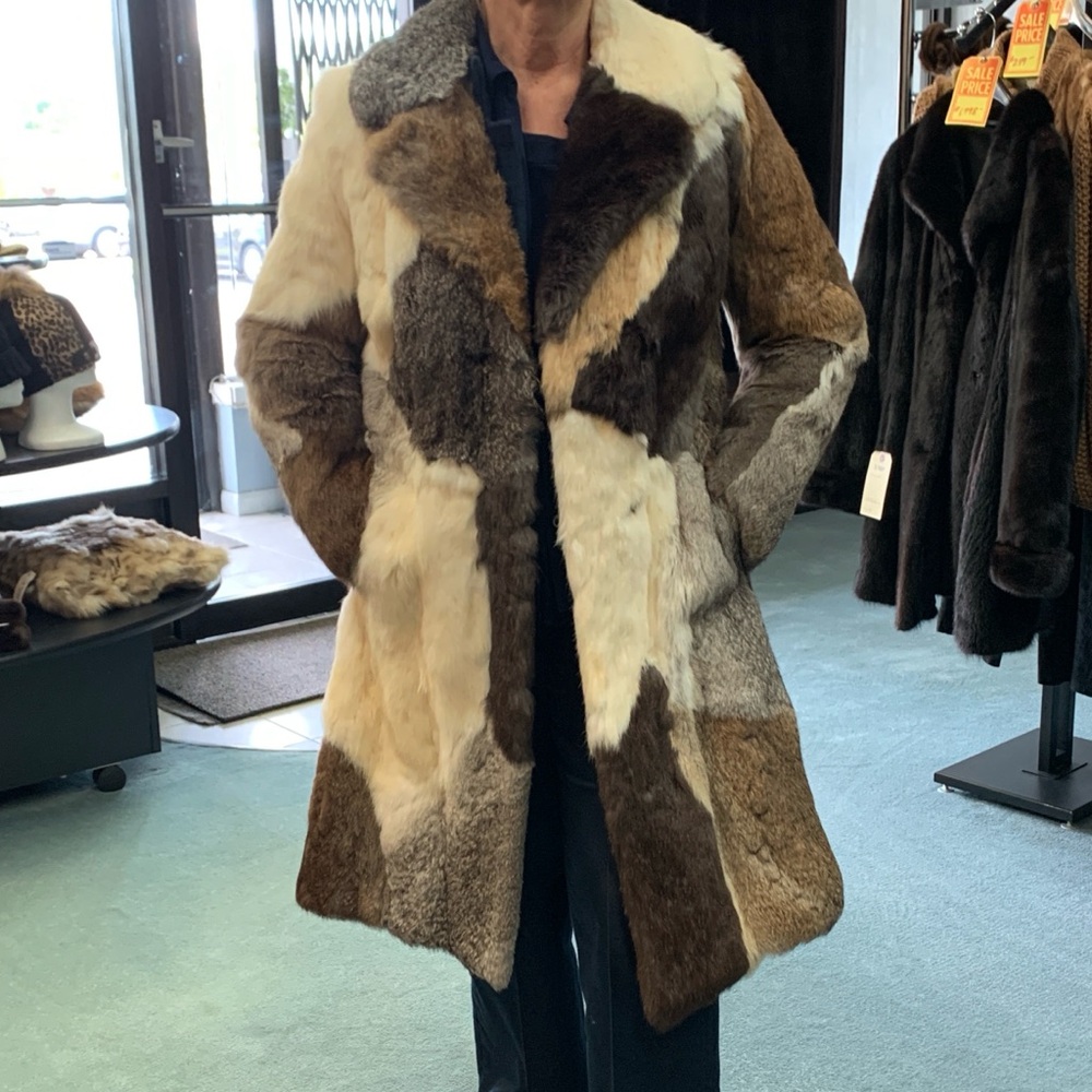 Genuine Rabbit Fur Patchwork Coat